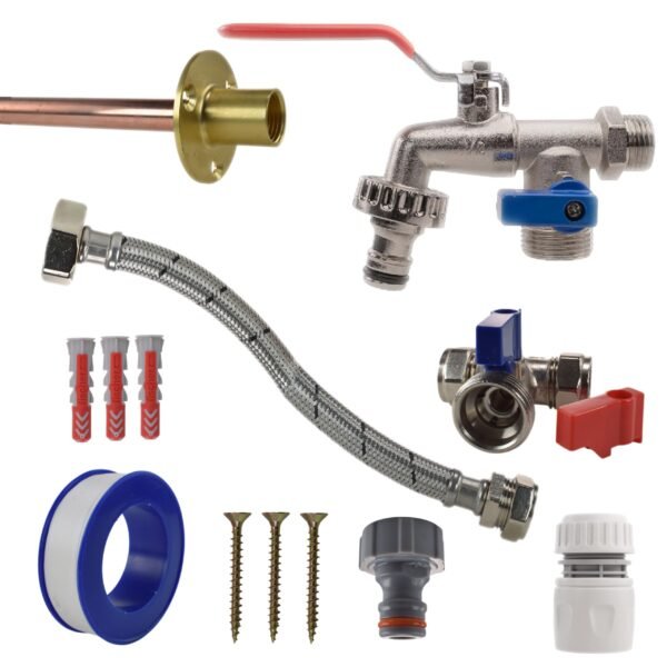 Double lever tap standard connection kit with black/yellow connector – home diy accessory uk wall tap connection kits free shipping 31