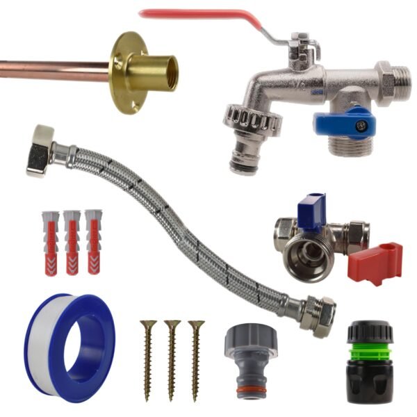 Double lever tap standard connection kit with black/yellow connector – home diy accessory uk wall tap connection kits free shipping 35