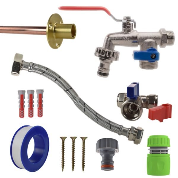 Double lever tap standard connection kit with black/yellow connector – home diy accessory uk wall tap connection kits free shipping 29