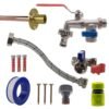 Double lever tap standard connection kit with black/yellow connector – home diy accessory uk wall tap connection kits free shipping 67