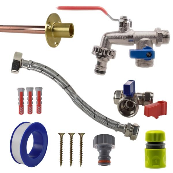 Double lever tap standard connection kit with black/yellow connector – home diy accessory uk wall tap connection kits free shipping 27