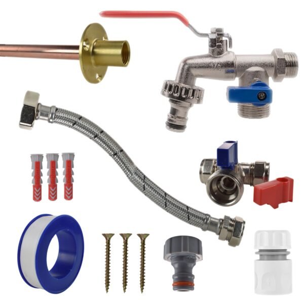 Double lever tap standard connection kit with black/yellow connector – home diy accessory uk wall tap connection kits free shipping 41