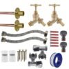 Brass Barbed Bib Tap FULL Connection Kit x2