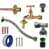 Polished brass 13mm barb tap full connection kit with black/yellow heavy duty outdoor garden tap uk garden hose connection set free shipping 73