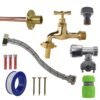 Polished brass 13mm barb tap full connection kit with black/yellow heavy duty outdoor garden tap uk garden hose connection set free shipping 67