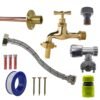 Polished brass 13mm barb tap full connection kit with black/yellow heavy duty outdoor garden tap uk garden hose connection set free shipping 65