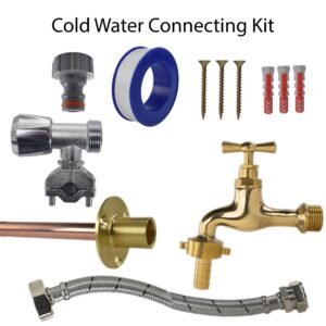 Polished Brass 13mm Barb Tap FULL Connection Kit – Heavy Duty Outdoor Garden Tap UK Garden Hose Connection Set Free Shipping