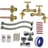 Polished Brass 13mm Barb Tap FULL Connection Kit x2