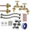 Polished Brass 13mm Barb Tap FULL Connection Kit x2