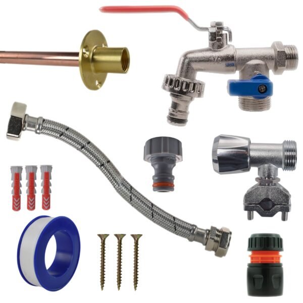 Double lever tap full connection kit with black/yellow line – home diy accessory uk wall tap connection kits free shipping 35