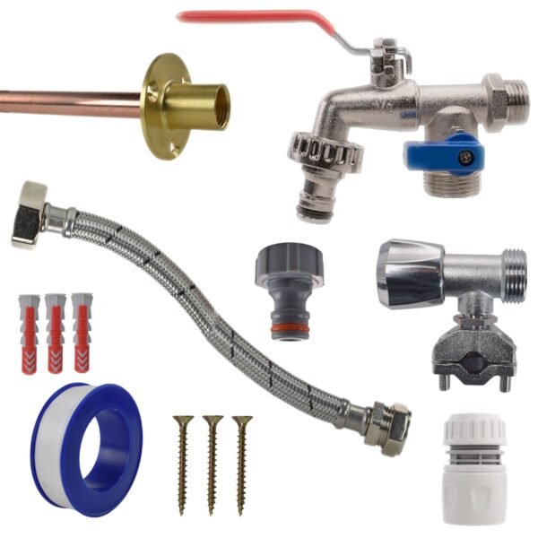 Double lever tap full connection kit with black/yellow line – home diy accessory uk wall tap connection kits free shipping 29