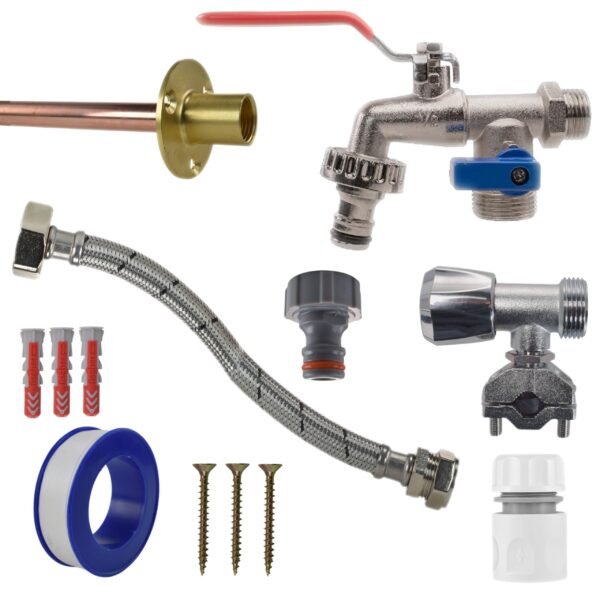 Double lever tap full connection kit with black/yellow line – home diy accessory uk wall tap connection kits free shipping 23
