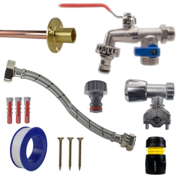 Double lever tap full connection kit with black/yellow line – home diy accessory uk wall tap connection kits free shipping 37