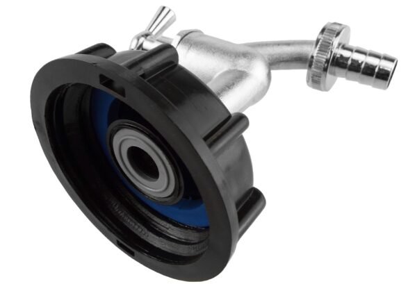 Ibc 2” s60x6 cap with nickle plated bib tap ¾” barb – heavy duty pipe & hose fitting uk ibc tanks fittings free shipping 19