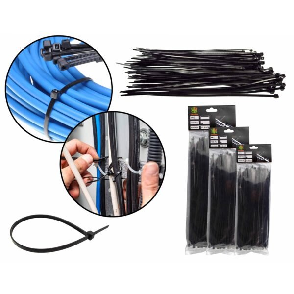 100 Cable Ties (2.5mm x 200mm) Black Cable Ties Free Shipping 15