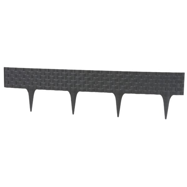 Lawn edging, plastic palisade rattan effect, 2. 4m, deep grey – plastic lawn edging border uk roll borders free shipping 2