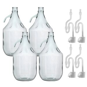 Glass Demijohn 5L 4 Pack Plain With Airlock & Bung Home & Garden Free Shipping