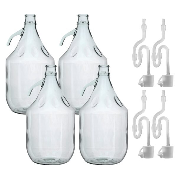 Glass Demijohn 5L 4 Pack Plain With Airlock & Bung Home & Garden Free Shipping 5