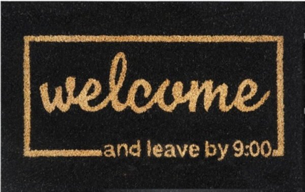 Doormat 60cm x 40cm – ‘welcome and leave by 9:00’ – outdoor indoor entrance door mat uk doormats free shipping 3