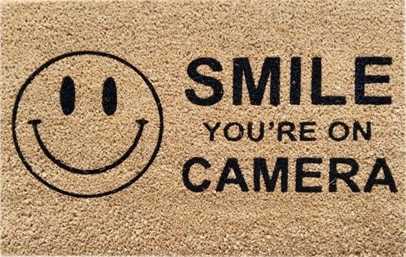 Doormat 60cm x 40cm – ‘smile you’re on camera’ – outdoor indoor entrance door mat uk doormats free shipping 9