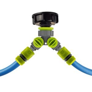 IBC 2” S60X6 Cap with Two Way Valved Splitter and Hose – Heavy Duty Pipe & Hose Fitting UK IBC Tanks Fittings Free Shipping