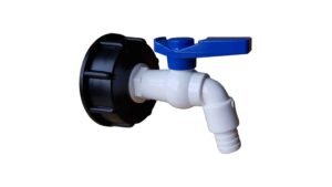 IBC 2” S60X6 Cap with White Blue Plastic Tap – Heavy Duty Pipe & Hose Fitting UK IBC Tanks Fittings Free Shipping