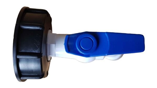 Ibc 2” s60x6 cap with white blue plastic tap – heavy duty pipe & hose fitting uk ibc tanks fittings free shipping 7