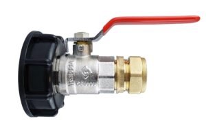 IBC 2” S60X6 Cap with Lever Valve and Brass Compression – Heavy Duty Pipe & Hose Fitting UK IBC Tanks Fittings Free Shipping