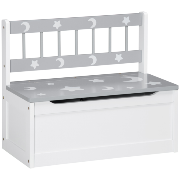 Wooden Toy Box & Storage Bench with Safety Rod – Grey for Kids Baby Free Shipping 5