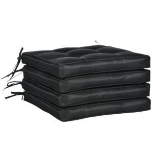 Garden Seat Cushion 40x40cm with Ties for Dining Chairs – Black Lifestyle & Decor Free Shipping
