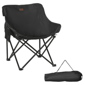 Outsunny Folding Camping Chair with Carry Bag and Side Mesh Pocket, Black Car & Caravan Free Shipping