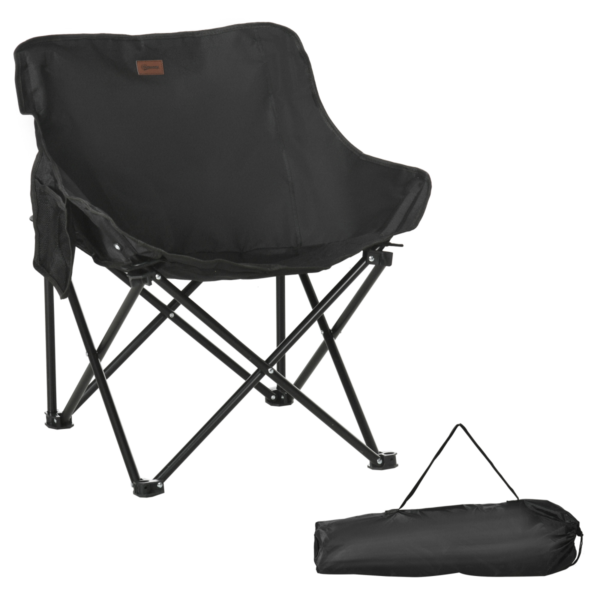 Outsunny Folding Camping Chair with Carry Bag and Side Mesh Pocket, Black Car & Caravan Free Shipping 5