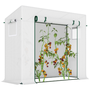 Walk-in Garden Greenhouse 200x76x150-168cm with Roll-Up Door