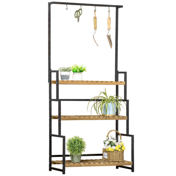 3-Tier Plant Stand with Hanging Hooks for Indoor/Outdoor Garden Decoration Garden Free Shipping 5