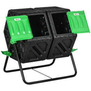 Rotating 130L Dual-Chamber Compost Bin with Ventilation Gardening Supplies Free Shipping