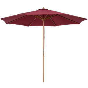 Wooden Garden Parasol 3m with Fir Pole, Adjustable Tilt Wine Red Garden Free Shipping