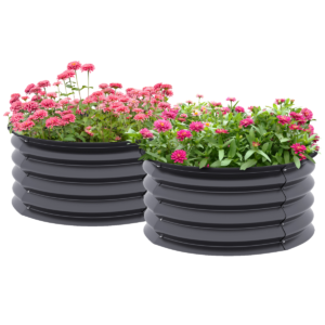 Raised Garden Bed Set 2: Galvanised Steel Planters with Edging Flower Pots & Planters Free Shipping