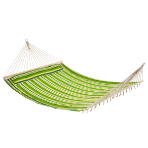 Outdoor Hammock Cotton Swing Bed with Pillow for Patio Deck Relaxed outdoor lounging starts with this double cotton hammock swing bed. Designed for patios, decks and gardens, it accommodates two adults when installed with a suitable stand or anchored securely between trees. The included pillow adds head and neck comfort for long, leisurely afternoons. Key features: – Double design for two adults; weight capacity depends on anchors or stand – 100% cotton fabric for breathable, soft lounging – Includes a pillow for added head and neck support – Suitable for patios, gardens and decks; compatible with standard hammock stands or tree mounts (hardware not included) – Lightweight and portable; easy to set up and store when not in use – Not weatherproof; store indoors or use a protective cover in harsh weather – Model-specific dimensions and weight capacity available in the product specs Lifestyle & Decor Free Shipping
