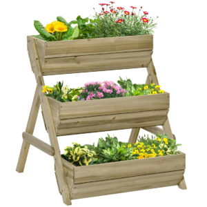Raised Garden Bed Kit - 3-Tier, 120x68x80 cm, Green Outdoor Description Upgrade your outdoor space with a three-tier raised garden bed kit. The elevated design maximizes growing area while keeping plants accessible for easy maintenance. Ideal for flowers, vegetables, and herbs in small gardens, patios, or balconies. - Multi-level design to maximize space and simplify tending. - Dimensions: 120 x 68 x 80 cm footprint for versatile placement. - Durable, outdoor-ready construction built for reliable outdoor use. - Easy assembly with included panels and hardware for quick setup. - Suitable for flowers, vegetables, herbs, and mixed plant displays. - Designed for adults, families, and DIY enthusiasts seeking practical gardening solutions.