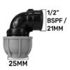 Mdpe elbow 25mm – 1/2″ bspf – heavy duty pipe & hose fitting uk mdpe fittings free shipping