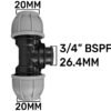 Mdpe tee 20mm – 3/4″ bspf – 20mm – heavy duty pipe & hose fitting uk mdpe fittings free shipping