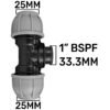 Mdpe tee 25mm – 1″ bspf – 25mm – heavy duty pipe & hose fitting uk mdpe fittings free shipping