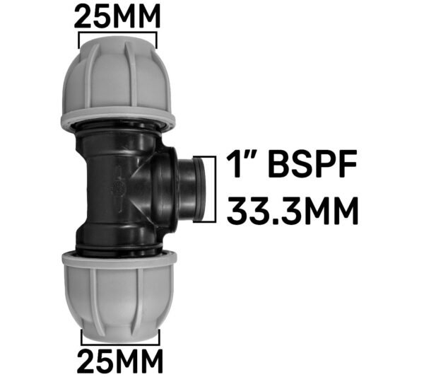 MDPE Tee 25mm – 1″ BSPF – 25mm MDPE Fittings Free Shipping 5