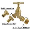 Brass Bib Tap Kit with Barb/Quick Connect Outlet, 1/2" and
