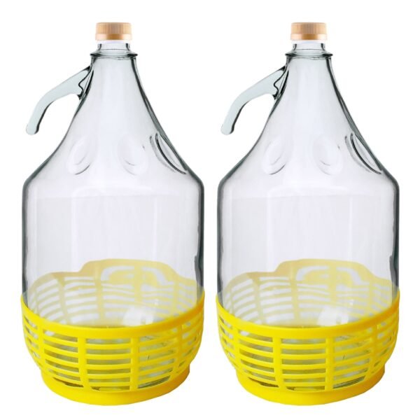 Glass Demijohn 5L With SCREW Top Cap & Yellow Protective