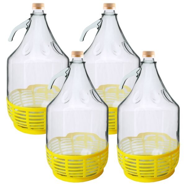 Glass Demijohn 5L With SCREW Top Cap & Yellow Protective