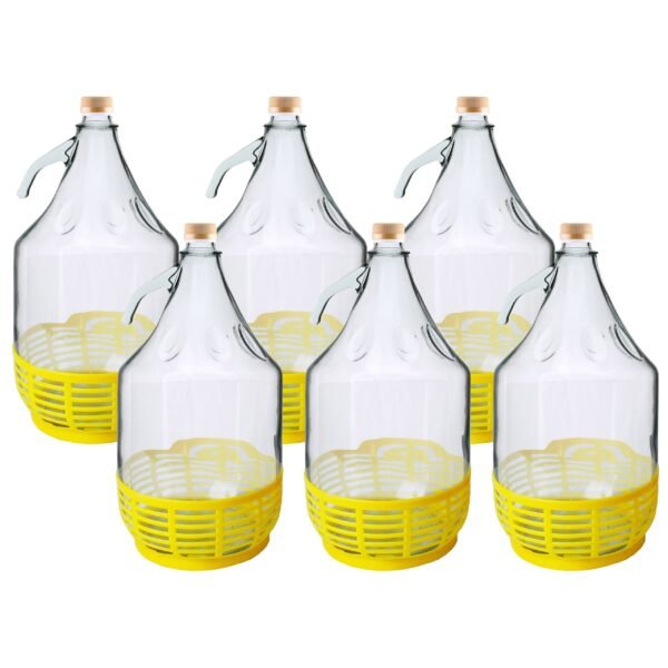 Glass Demijohn 5L With SCREW Top Cap & Yellow Protective