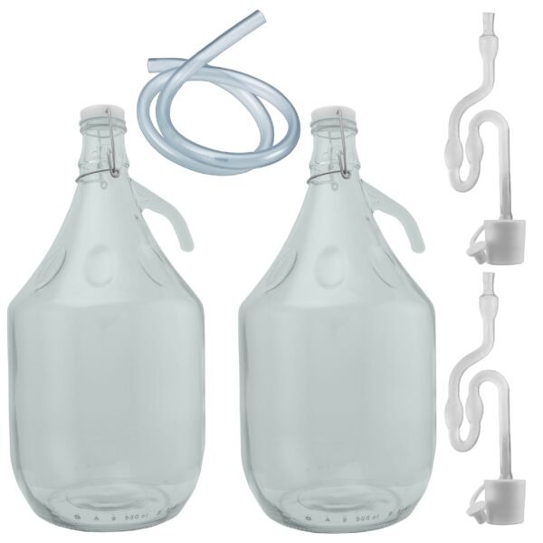 Glass Demijohn 5L 2 Pack Swing Top Cap Airlock, Bung & Tube Home & Garden Free Shipping 5