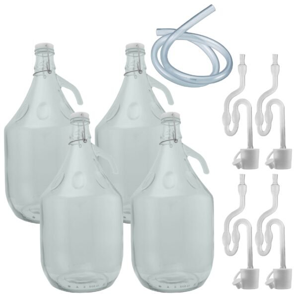Glass Demijohn 5L 4 Pack Swing Top Cap, Airlock, Bung & Tube Home & Garden Free Shipping 5