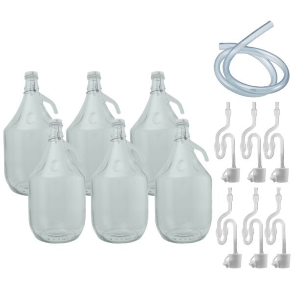 Glass Demijohn 5L 6 Pack Swing Top Cap, Airlock, Bung & Tube Home & Garden Free Shipping 5